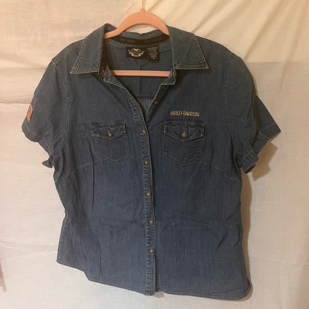 Harley Davidson blue Jean top size W1